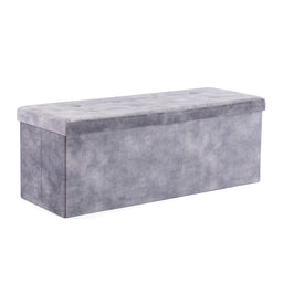 Velvet Pouffe Folding Storage Ottoman Footstool Box Toy Chest with Lid, Foldable Foot Stool Seat 110cm x 40cm x 40cm
