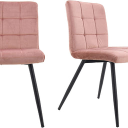 Set of 2 x Cubana Kitchen Dining Upholstered Chair with Strong Black Metal Legs
