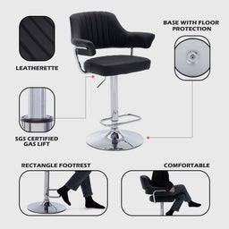 Emper Swivel Faux Leather Padded Bar Stools