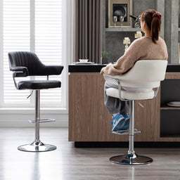 Emper Swivel Faux Leather Padded Bar Stools