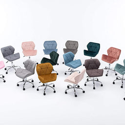 Modern Eris Padded Swivel Velvet Home Office Desk Computer Chair, Height Adjustable