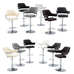 Emper Swivel Faux Leather Padded Bar Stools