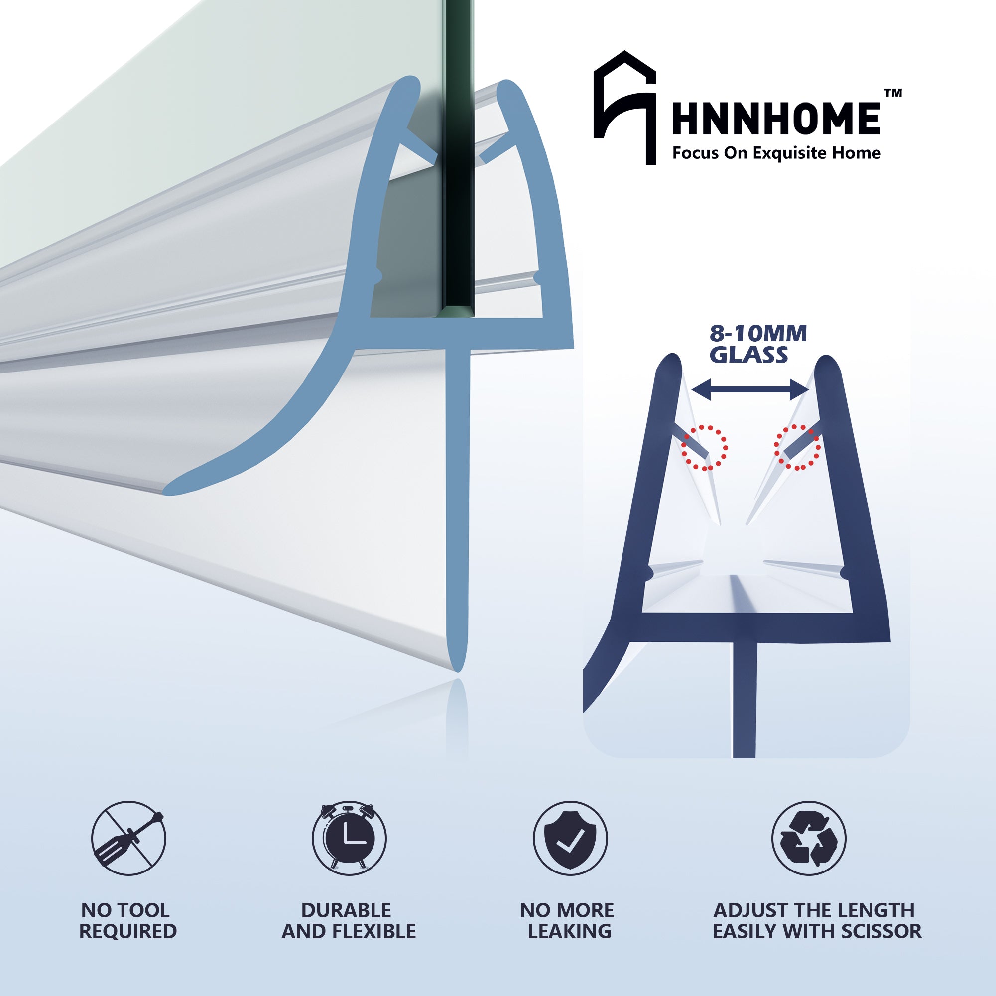 thumbnail image 2 of Hidollar PVC Shower Screen Door Water Seal Strip - 100cm Length, 8mm Gap 2 of 2
