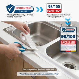 38mm x 3.2m White Self-Adhesive Bath Sealant Strip, Waterproof Sealing Tape Caulk Strip x 2