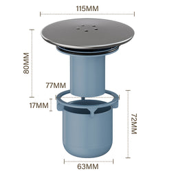 Shower Drain Chrome Cover Replacement, Removable Top Fitting Cap Parts Shower Trap, 90mm/115mm Shower Plughole Cover, Fast Flow Shower Tray Waste in Sky Blue