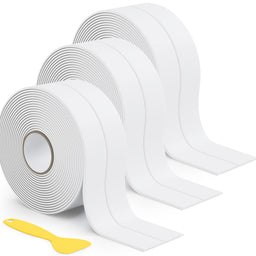38mm x 3.2m White Self-Adhesive Bath Sealant Strip, Waterproof Sealing Tape Caulk Strip x 3