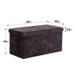 Velvet Pouffe Folding Storage Ottoman Footstool Box Toy Chest with Lid, Foldable Foot Stool Seat 82cm x 40cm x 40cm