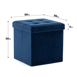 Ottoman Storage Box, Folding Stool Seat, Velvet Padded Foot Stool, Sofa Footstool Pouffes, Light Weight Children Toy Chest 38cm x 38cm x 38cm