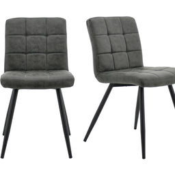 Set of 2 x Cubana Kitchen Dining Upholstered Chair with Strong Black Metal Legs