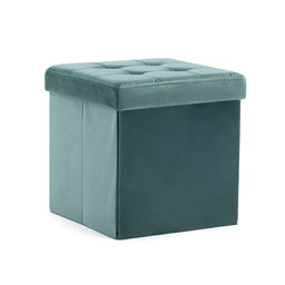 Ottoman Storage Box, Folding Stool Seat, Velvet Padded Foot Stool, Sofa Footstool Pouffes, Light Weight Children Toy Chest 38cm x 38cm x 38cm