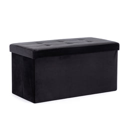 Large Ottoman Storage Box, Velvet Folding Padded Seat Bench Stool Foot Stool, Sofa Pouffes Footstool, Extra Storage Space 76cm x 38cm x 38cm