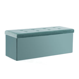 Velvet Pouffe Folding Storage Ottoman Footstool Box Toy Chest with Lid, Foldable Foot Stool Seat 110cm x 40cm x 40cm