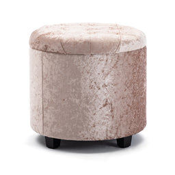 45cm Round New Velvet Padded Seat Ottoman Storage Stool Box, Footstool Pouffes Chair with Lids