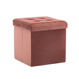 Ottoman Storage Box, Folding Stool Seat, Velvet Padded Foot Stool, Sofa Footstool Pouffes, Light Weight Children Toy Chest 38cm x 38cm x 38cm