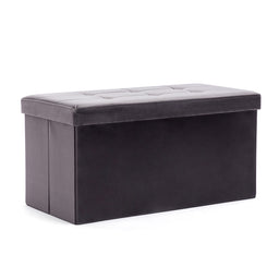 Large Ottoman Storage Box, Velvet Folding Padded Seat Bench Stool Foot Stool, Sofa Pouffes Footstool, Extra Storage Space 76cm x 38cm x 38cm