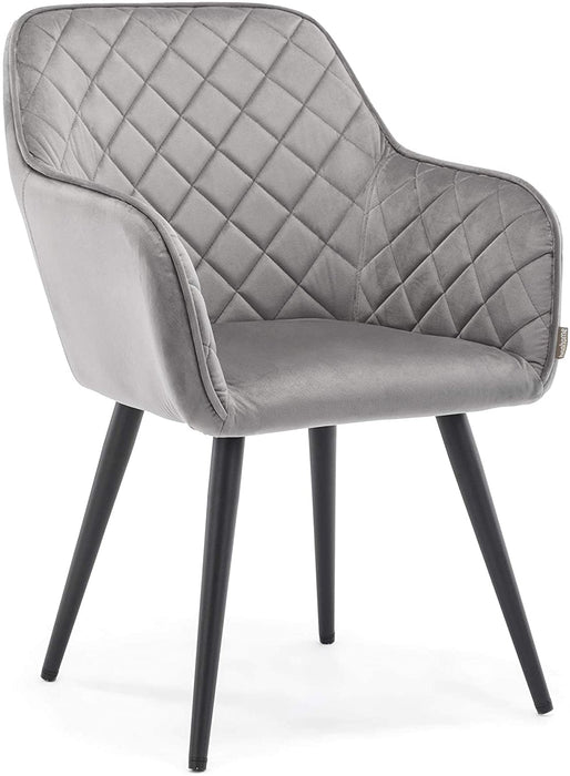 Dalton Upholstered Kitchen Dining Chair with Arms and Back, Strong Metal Leg, Lounge Living Room Armchair Reception Tub Chair