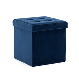 Ottoman Storage Box, Folding Stool Seat, Velvet Padded Foot Stool, Sofa Footstool Pouffes, Light Weight Children Toy Chest 38cm x 38cm x 38cm