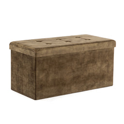 Velvet Pouffe Folding Storage Ottoman Footstool Box Toy Chest with Lid, Foldable Foot Stool Seat 82cm x 40cm x 40cm