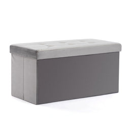 Large Ottoman Storage Box, Velvet Folding Padded Seat Bench Stool Foot Stool, Sofa Pouffes Footstool, Extra Storage Space 76cm x 38cm x 38cm