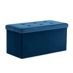 Velvet Pouffe Folding Storage Ottoman Footstool Box Toy Chest with Lid, Foldable Foot Stool Seat 82cm x 40cm x 40cm