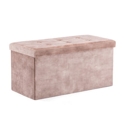 Velvet Pouffe Folding Storage Ottoman Footstool Box Toy Chest with Lid, Foldable Foot Stool Seat 82cm x 40cm x 40cm