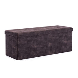 Velvet Pouffe Folding Storage Ottoman Footstool Box Toy Chest with Lid, Foldable Foot Stool Seat 110cm x 40cm x 40cm