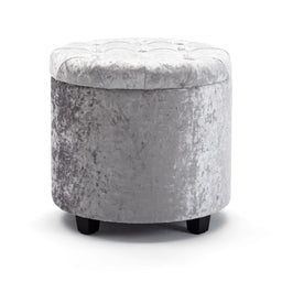 45cm Round New Velvet Padded Seat Ottoman Storage Stool Box, Footstool Pouffes Chair with Lids