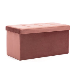 Large Ottoman Storage Box, Velvet Folding Padded Seat Bench Stool Foot Stool, Sofa Pouffes Footstool, Extra Storage Space 76cm x 38cm x 38cm