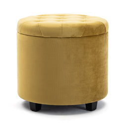 45cm Round New Velvet Padded Seat Ottoman Storage Stool Box, Footstool Pouffes Chair with Lids