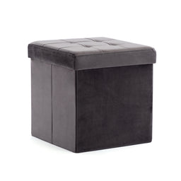 Ottoman Storage Box, Folding Stool Seat, Velvet Padded Foot Stool, Sofa Footstool Pouffes, Light Weight Children Toy Chest 38cm x 38cm x 38cm