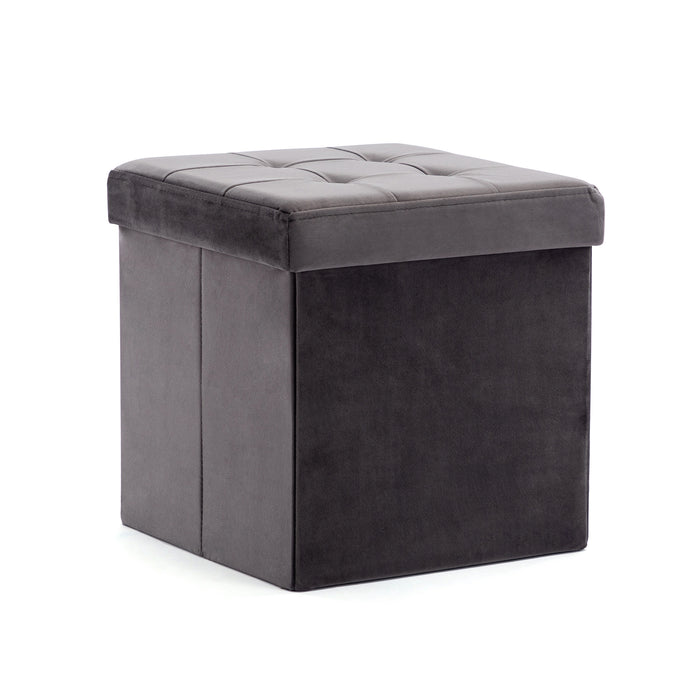 Ottoman Storage Box, Folding Stool Seat, Velvet Padded Foot Stool, Sofa Footstool Pouffes, Light Weight Children Toy Chest 38cm x 38cm x 38cm