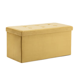 Velvet Pouffe Folding Storage Ottoman Footstool Box Toy Chest with Lid, Foldable Foot Stool Seat 82cm x 40cm x 40cm