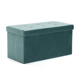 Large Ottoman Storage Box, Velvet Folding Padded Seat Bench Stool Foot Stool, Sofa Pouffes Footstool, Extra Storage Space 76cm x 38cm x 38cm