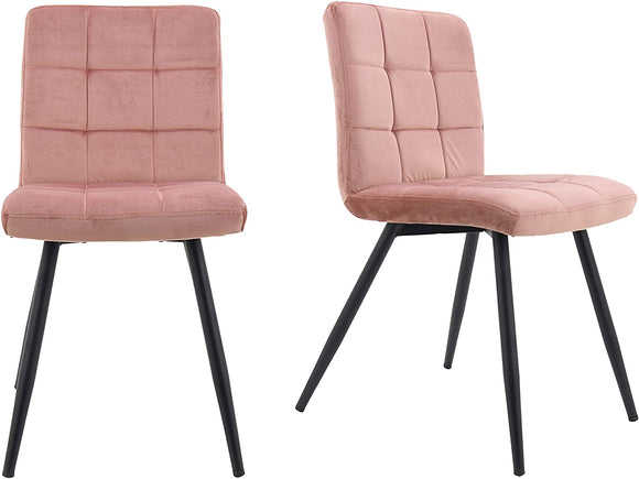 Set of 2 x Cubana Kitchen Dining Upholstered Chair with Strong Black Metal Legs