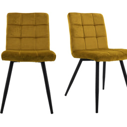 Set of 2 x Cubana Kitchen Dining Upholstered Chair with Strong Black Metal Legs