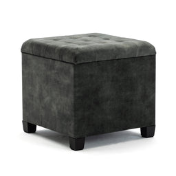 45cm Cube Cloud Velvet Padded Seat Ottoman Storage Stool Box, Footstool Pouffes Chair with Lids