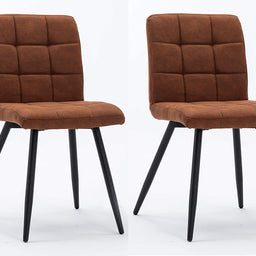 Set of 2 x Cubana Kitchen Dining Upholstered Chair with Strong Black Metal Legs