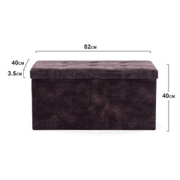 Velvet Pouffe Folding Storage Ottoman Footstool Box Toy Chest with Lid, Foldable Foot Stool Seat 82cm x 40cm x 40cm