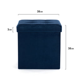 Ottoman Storage Box, Folding Stool Seat, Velvet Padded Foot Stool, Sofa Footstool Pouffes, Light Weight Children Toy Chest 38cm x 38cm x 38cm