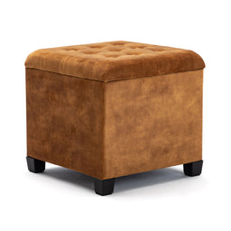 45cm Cube Cloud Velvet Padded Seat Ottoman Storage Stool Box, Footstool Pouffes Chair with Lids