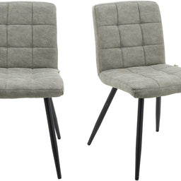 Set of 2 x Cubana Kitchen Dining Upholstered Chair with Strong Black Metal Legs