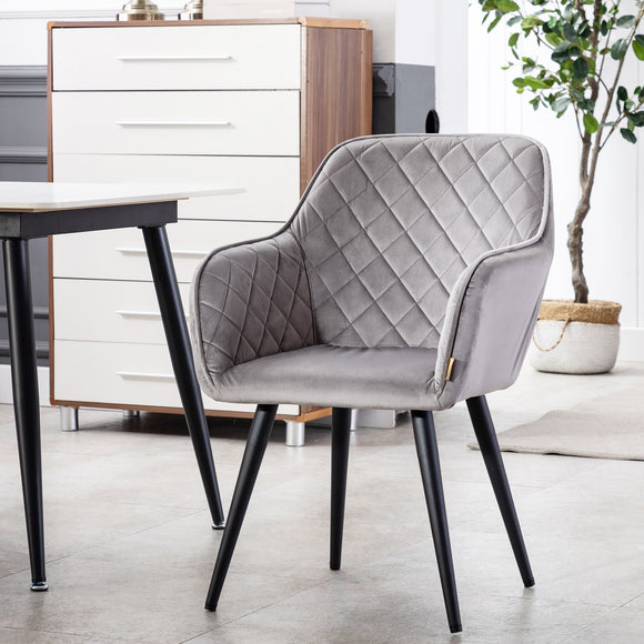 Dalton Upholstered Kitchen Dining Chair with Arms and Back, Strong Metal Leg, Lounge Living Room Armchair Reception Tub Chair