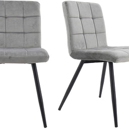 Set of 2 x Cubana Kitchen Dining Upholstered Chair with Strong Black Metal Legs