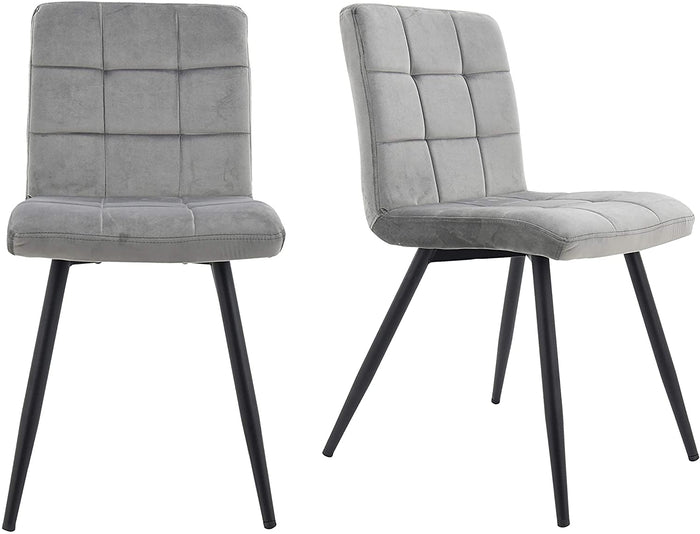 Set of 2 x Cubana Kitchen Dining Upholstered Chair with Strong Black Metal Legs