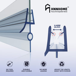 Shower Door Seal For 4-6 mm Glass Up To 22 mm Gap