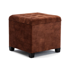 45cm Cube Cloud Velvet Padded Seat Ottoman Storage Stool Box, Footstool Pouffes Chair with Lids