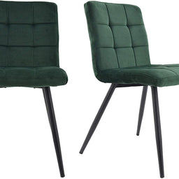 Set of 2 x Cubana Kitchen Dining Upholstered Chair with Strong Black Metal Legs