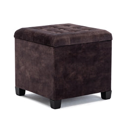 45cm Cube Cloud Velvet Padded Seat Ottoman Storage Stool Box, Footstool Pouffes Chair with Lids