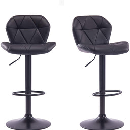 Set of 2 Modern Luna Padded Swivel Height Adjustable Faux Leather Breakfast Kitchen Barstools Chairs