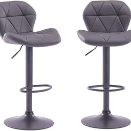 Set of 2 Modern Luna Padded Swivel Height Adjustable Faux Leather Breakfast Kitchen Barstools Chairs